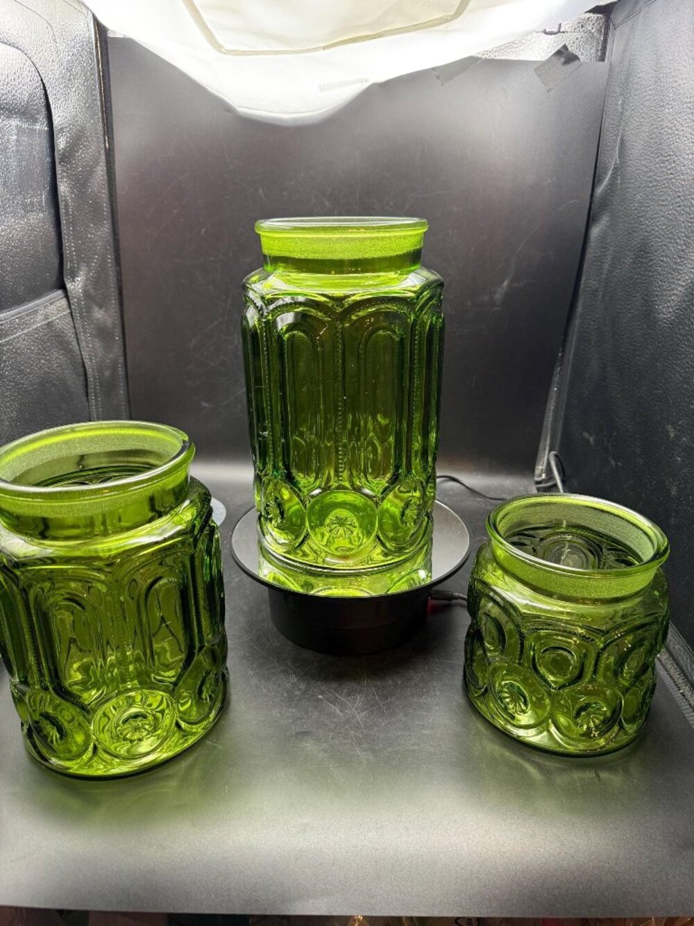 Moon N Star Green Canister Set of 3  No Lids